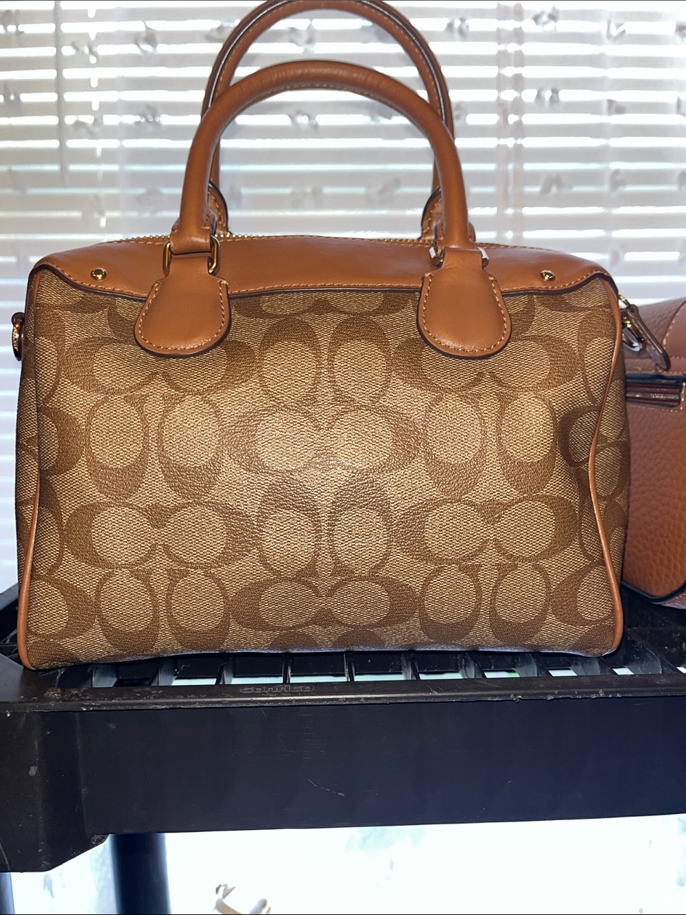 Coach Brown/Tan Signature Dome Satchel - Picture 5 of 11